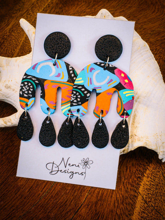 'rainbow pop' and black calamity dangles