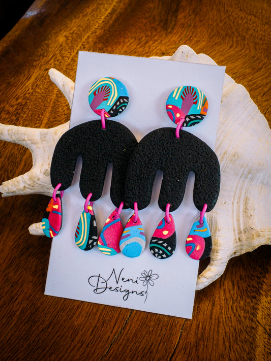 'rainbow pop' and black calamity dangles