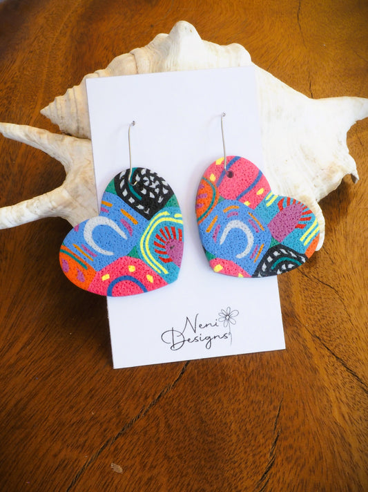 'rainbow pop' heart dangles