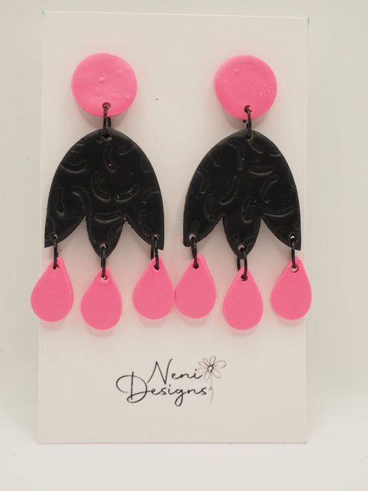 'theresa' with tassels (pink and black)
