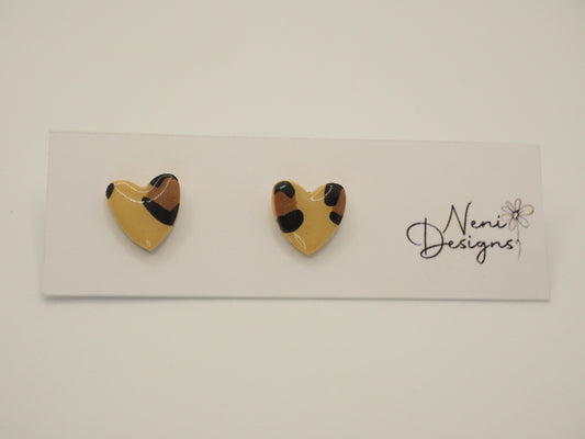 mini heart studs (leopard print)
