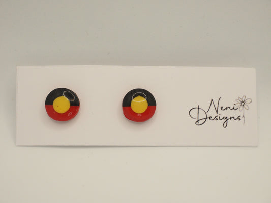 mini round stud (aboriginal flag)