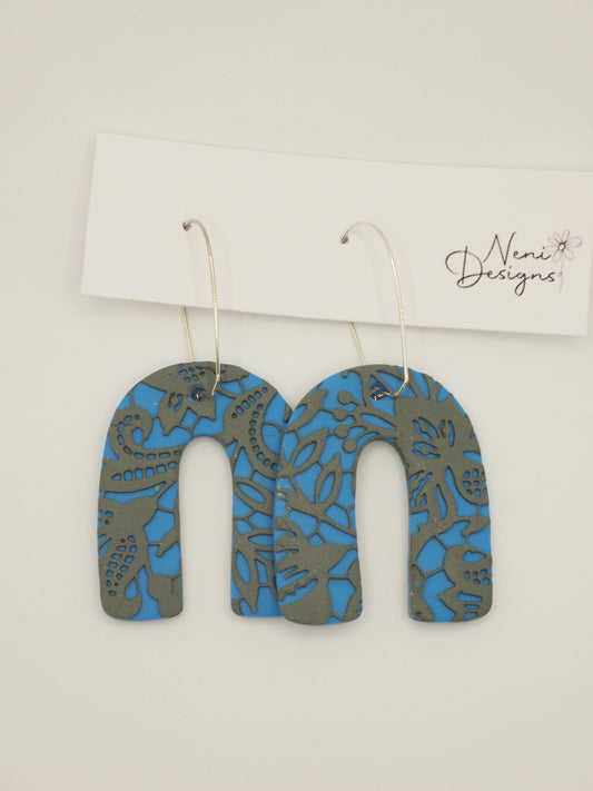 'rosie' hoops (blue with grey lace)