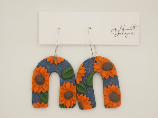 'rosie' hoops (blue with orange flowers)