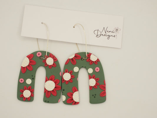 'rosie' hoops (green with red/white flowers)