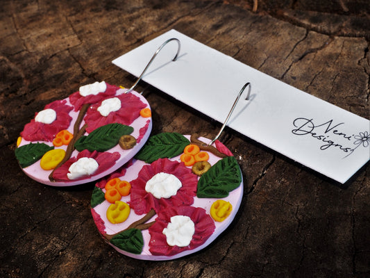 'evita' hoops. (Pink flower)
