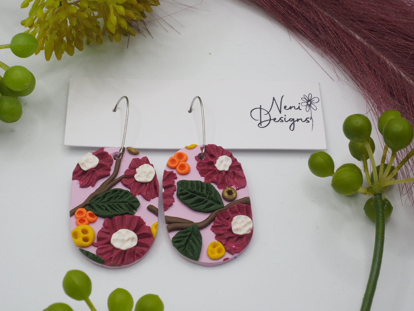 'clara' hoops (pink flowers)