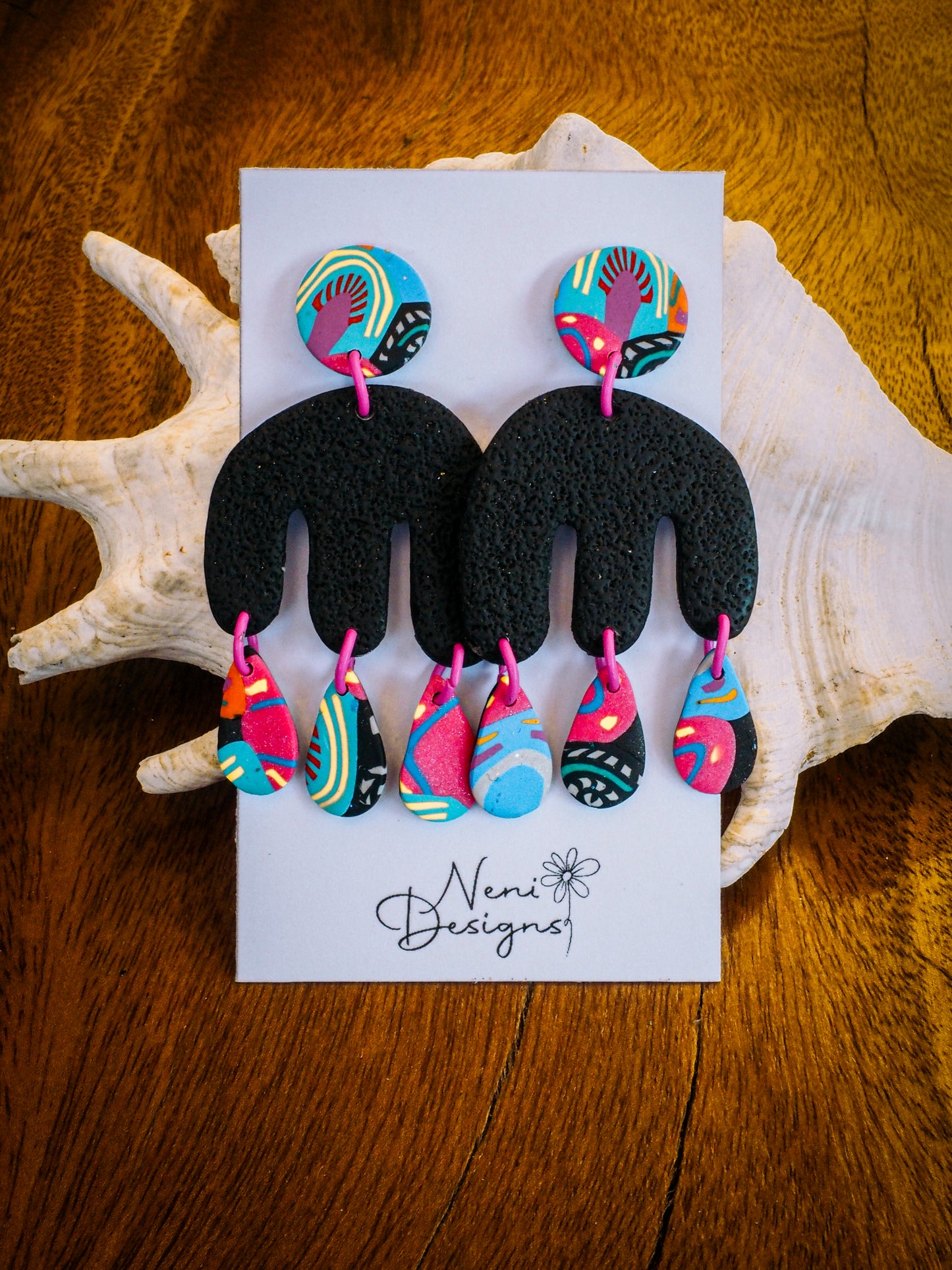 'rainbow pop' and black calamity dangles