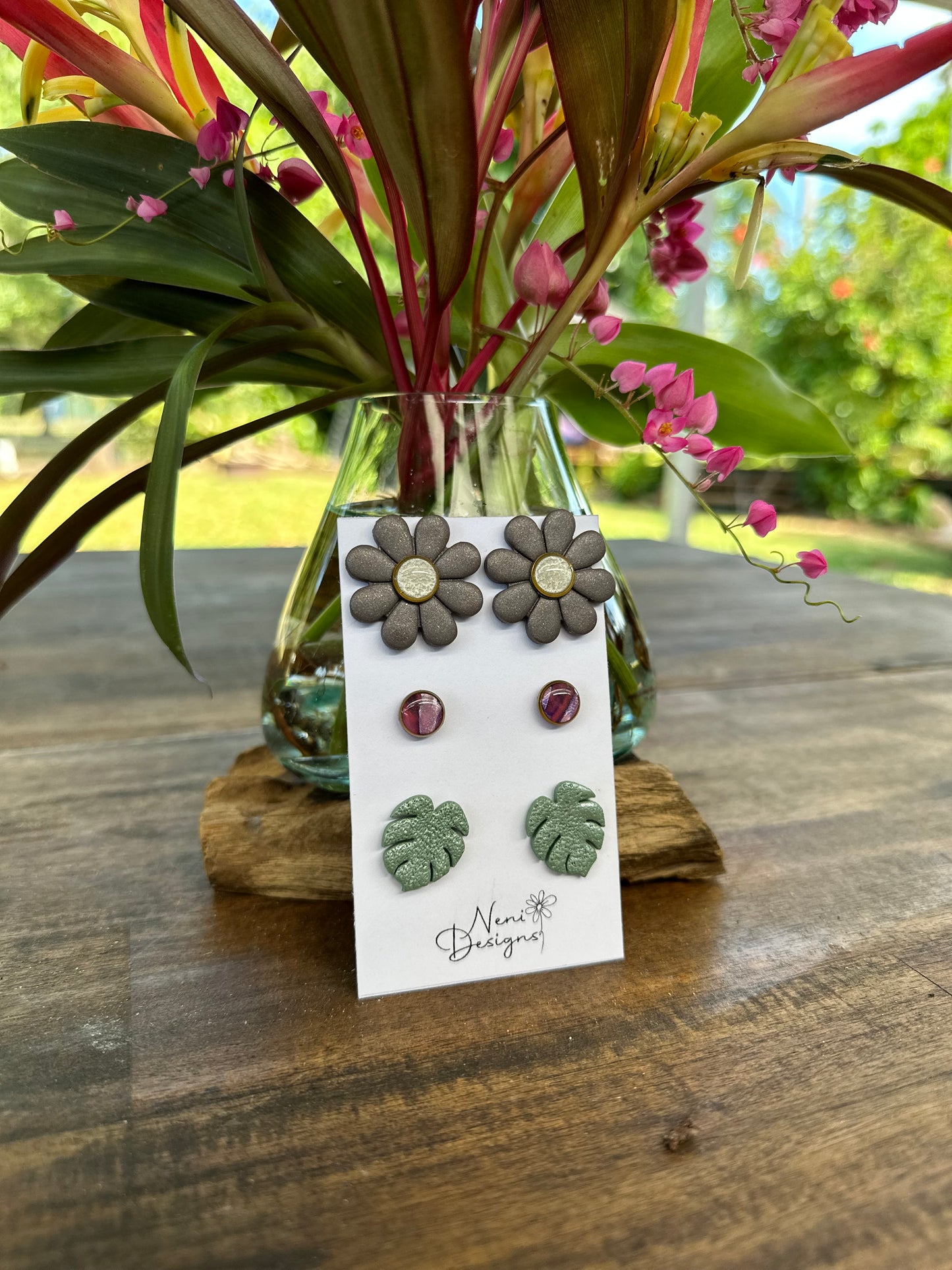 floral 3 pack - charcoal/mint green