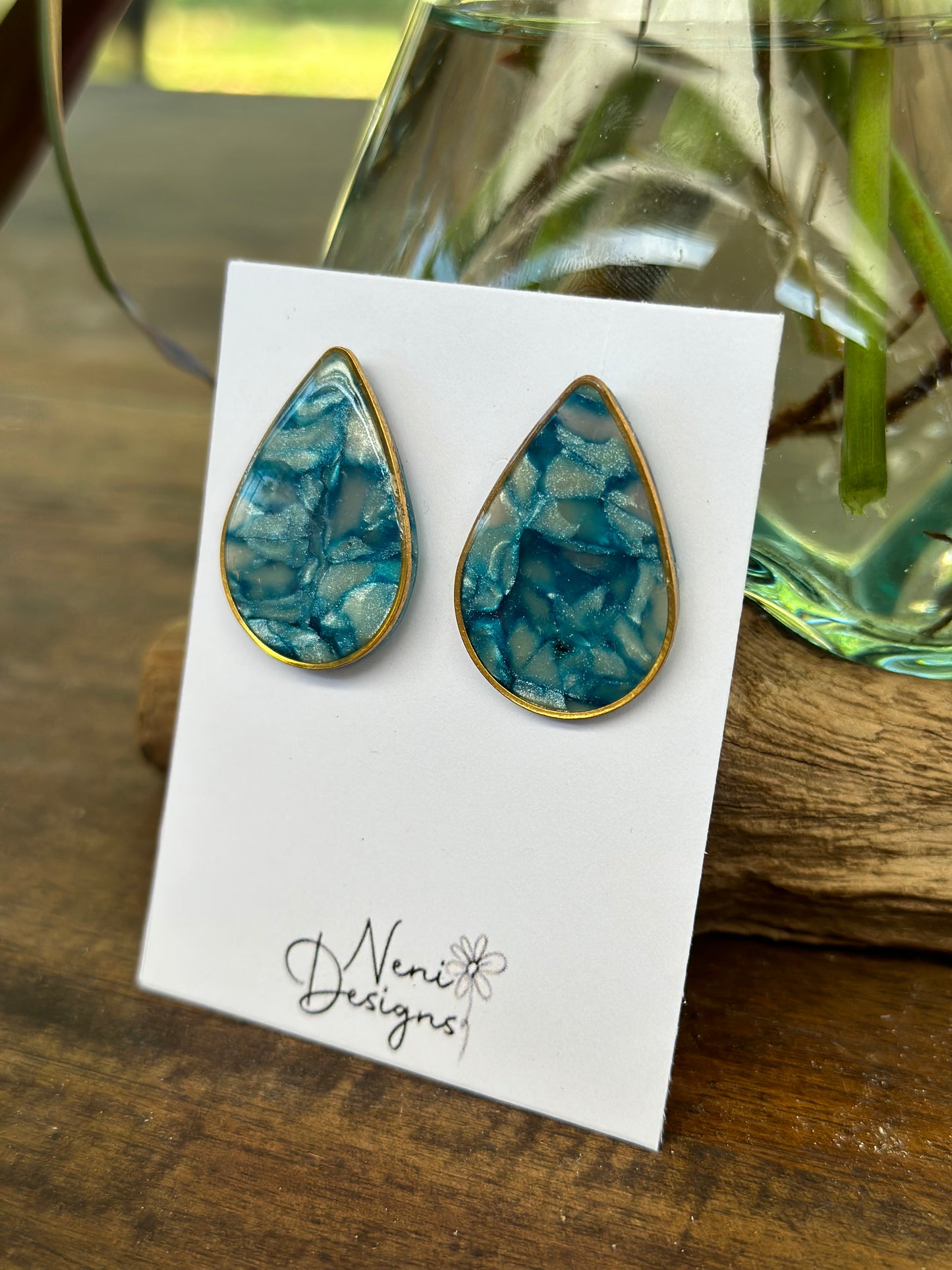 'tear drop' shimmer green