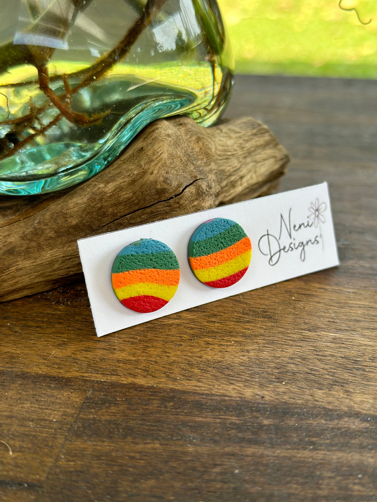 rainbow stripe studs