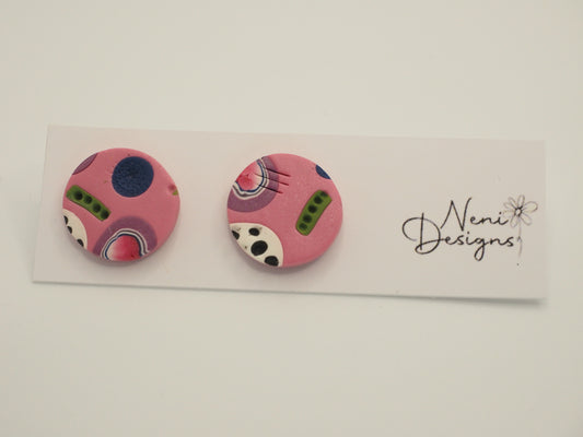 textured studs (pink, purple, green and blue)