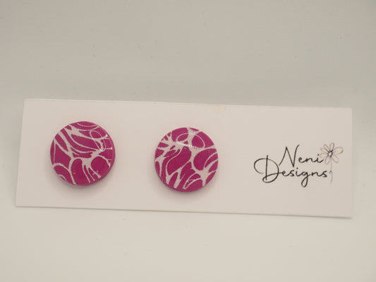 small round stud (purple and white)