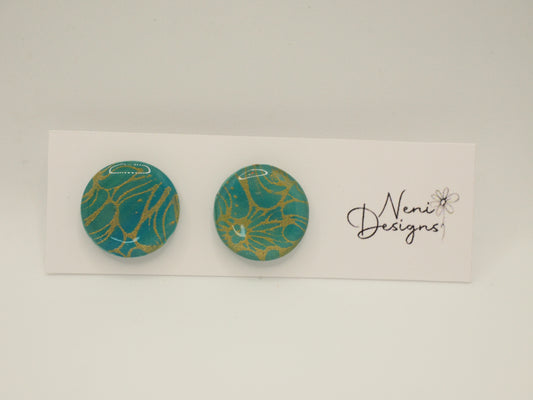 studs (bluey green with gold)
