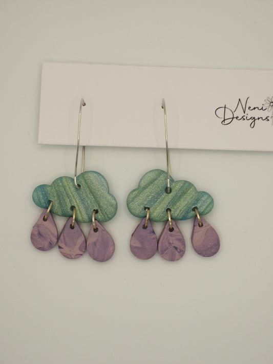 'amelia' hoops (shimmer green and purple)