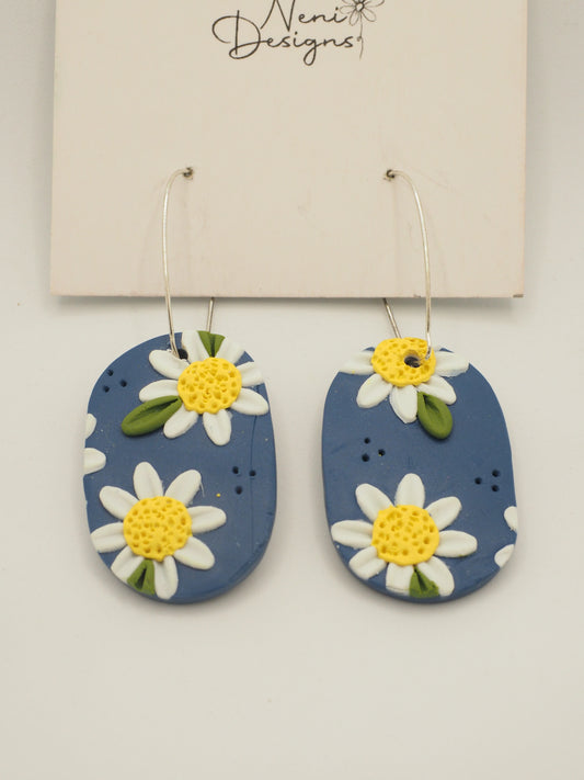 'clara' hoops (blue with daisies)