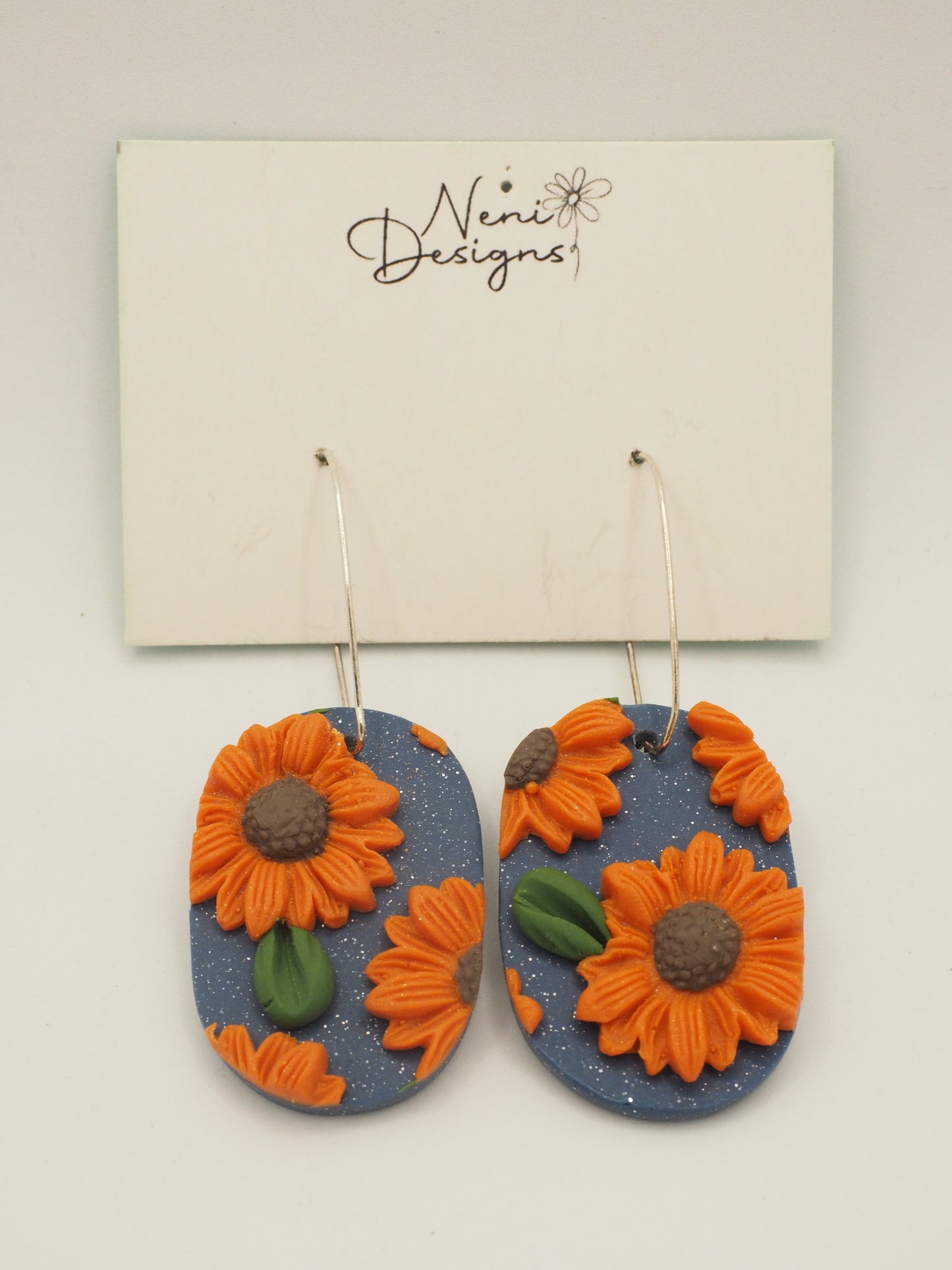 'clara' hoops (blue with orange flowers)