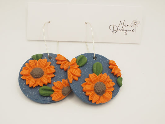 'evita' hoops (blue with orange flowers)