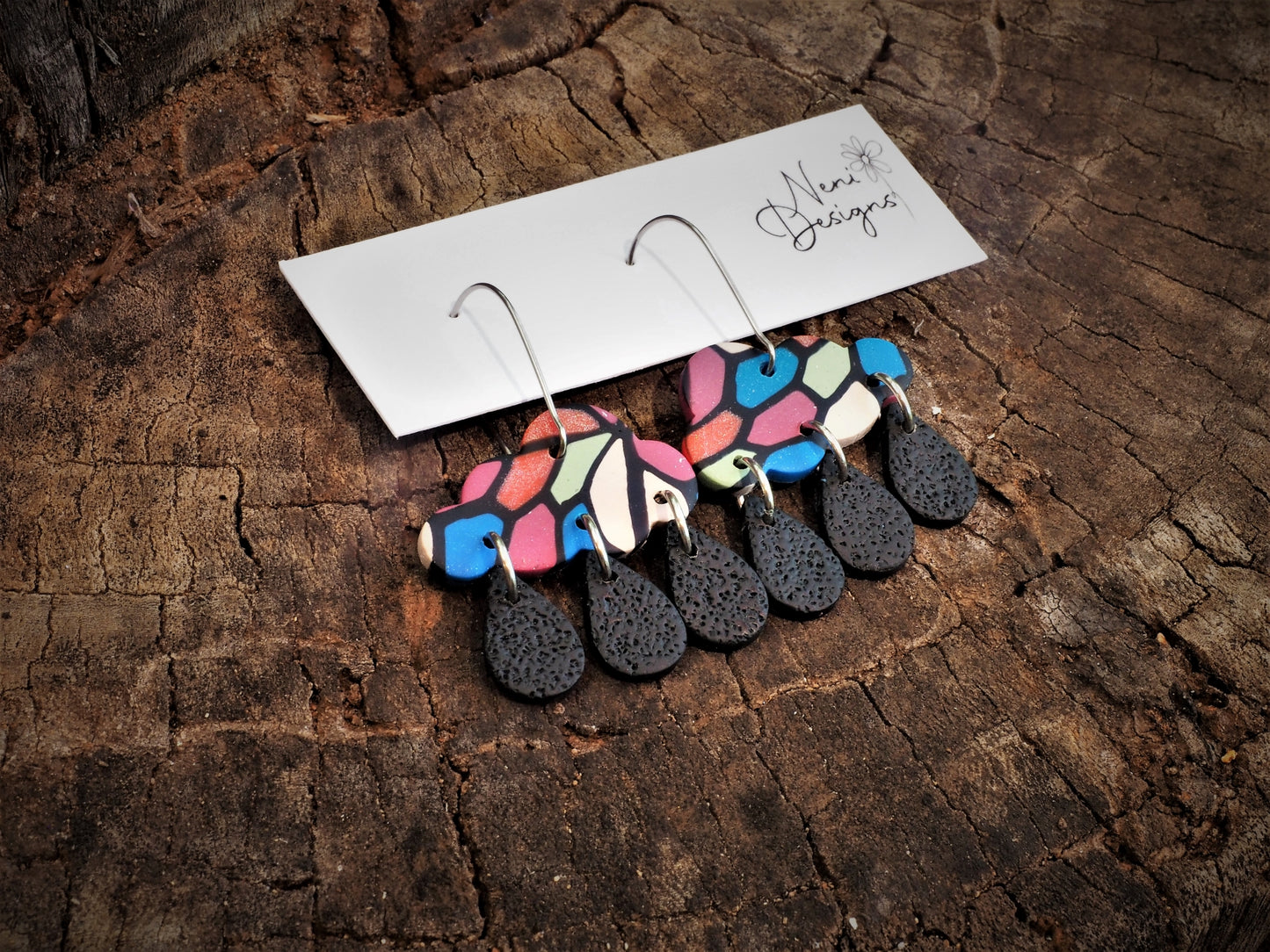 'amelia' hoops (black and stained glass)