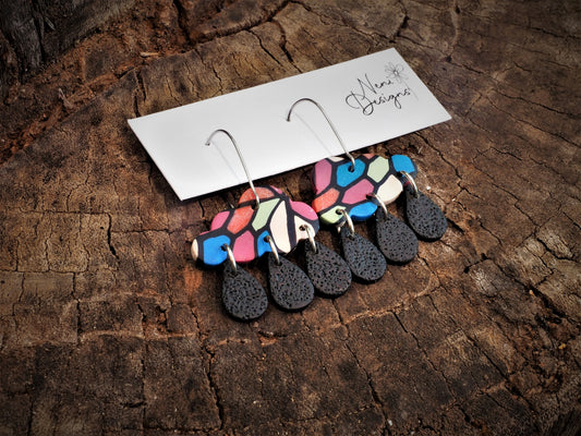 'amelia' hoops (black and stained glass)