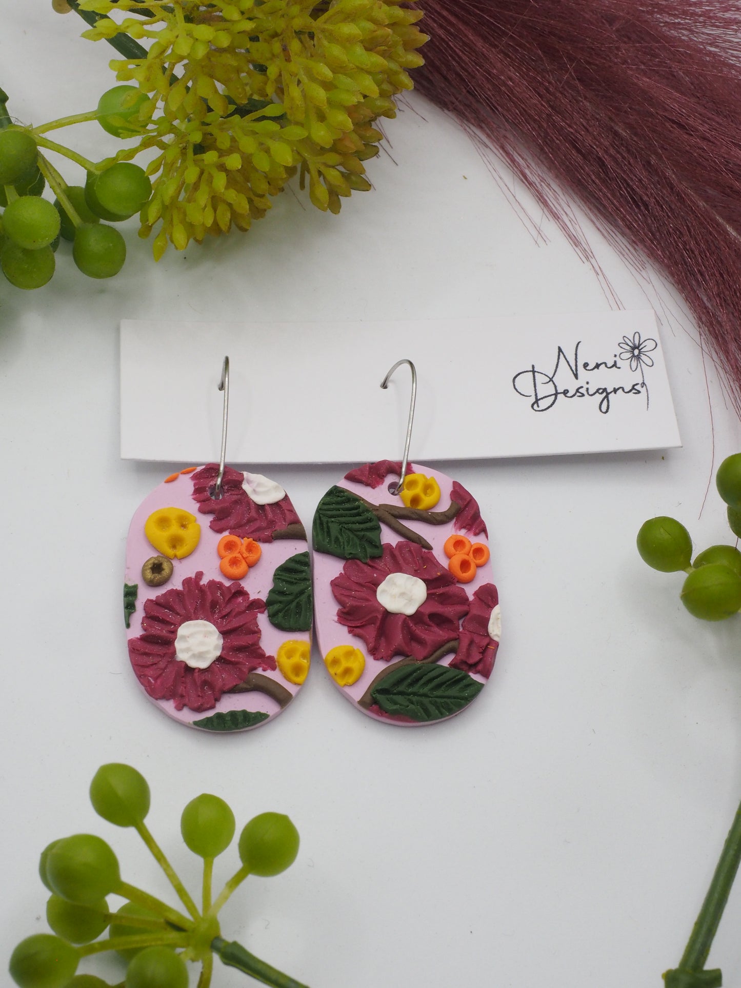 'clara' hoops (pink flowers)