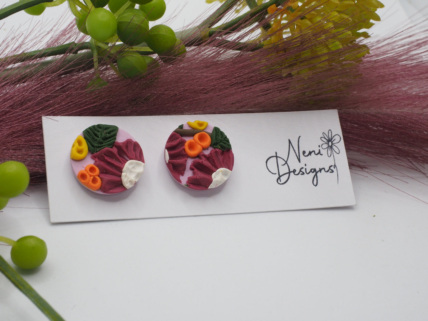 studs (pink flowers)